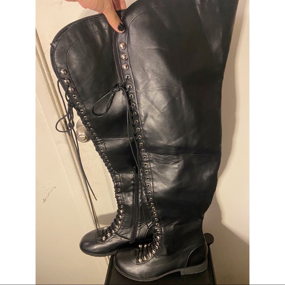 Over the Knee Boots Vegan Leather - W10 - NEW (Not in Stores) - Picture 2 of 15